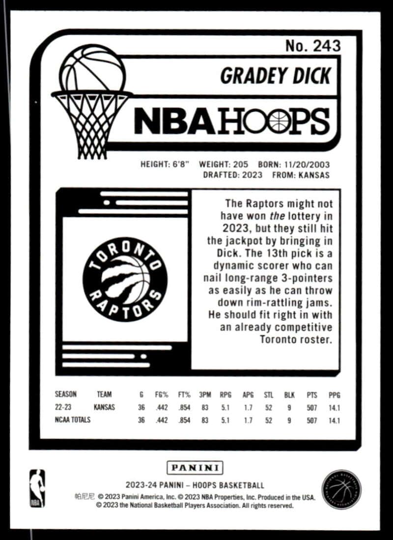 Amazon.com: 2023-24 NBA Hoops #243 Gradey Dick RC Rookie Toronto